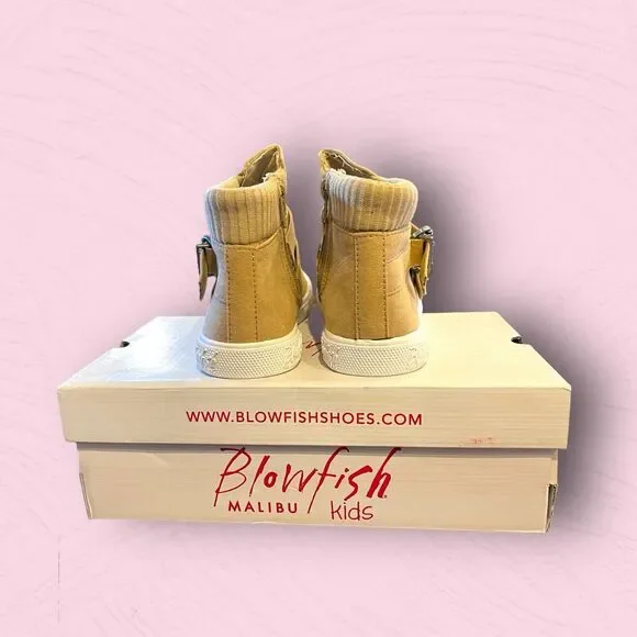 Blowfish FRAMATCHA Sneakers HIGH TOP Light Camel Tan SUEDE Girl’s Size 4.5 NEW - Picture 7 of 9